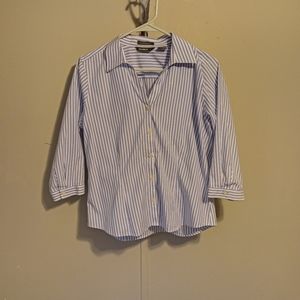 Blue and White Striped Button Up